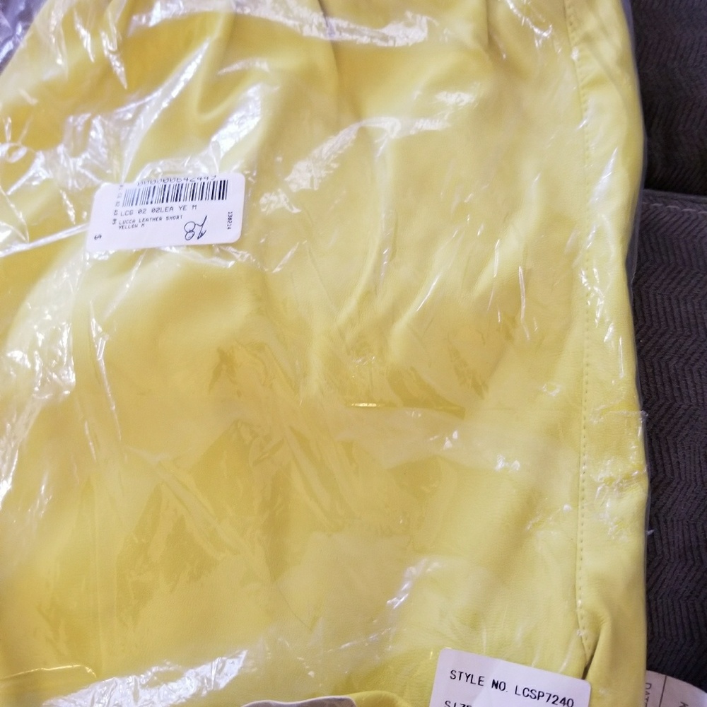 Lucca Couture Yellow Leather Shorts NWT